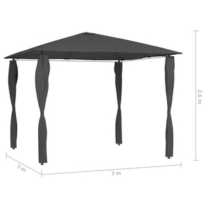 Gazebo con Montanti Rivestiti 3x3x2,6 m Antracite 160 g/m² 313607