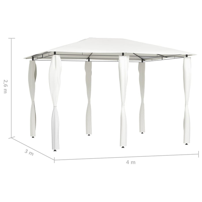 Gazebo con Montanti Rivestiti 3x4x2,6 m Crema 160 g/mÂ²