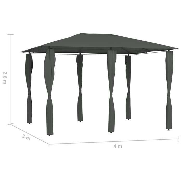 Gazebo con Montanti Rivestiti 3x4x2,6 m Antracite 160 g/mÂ²