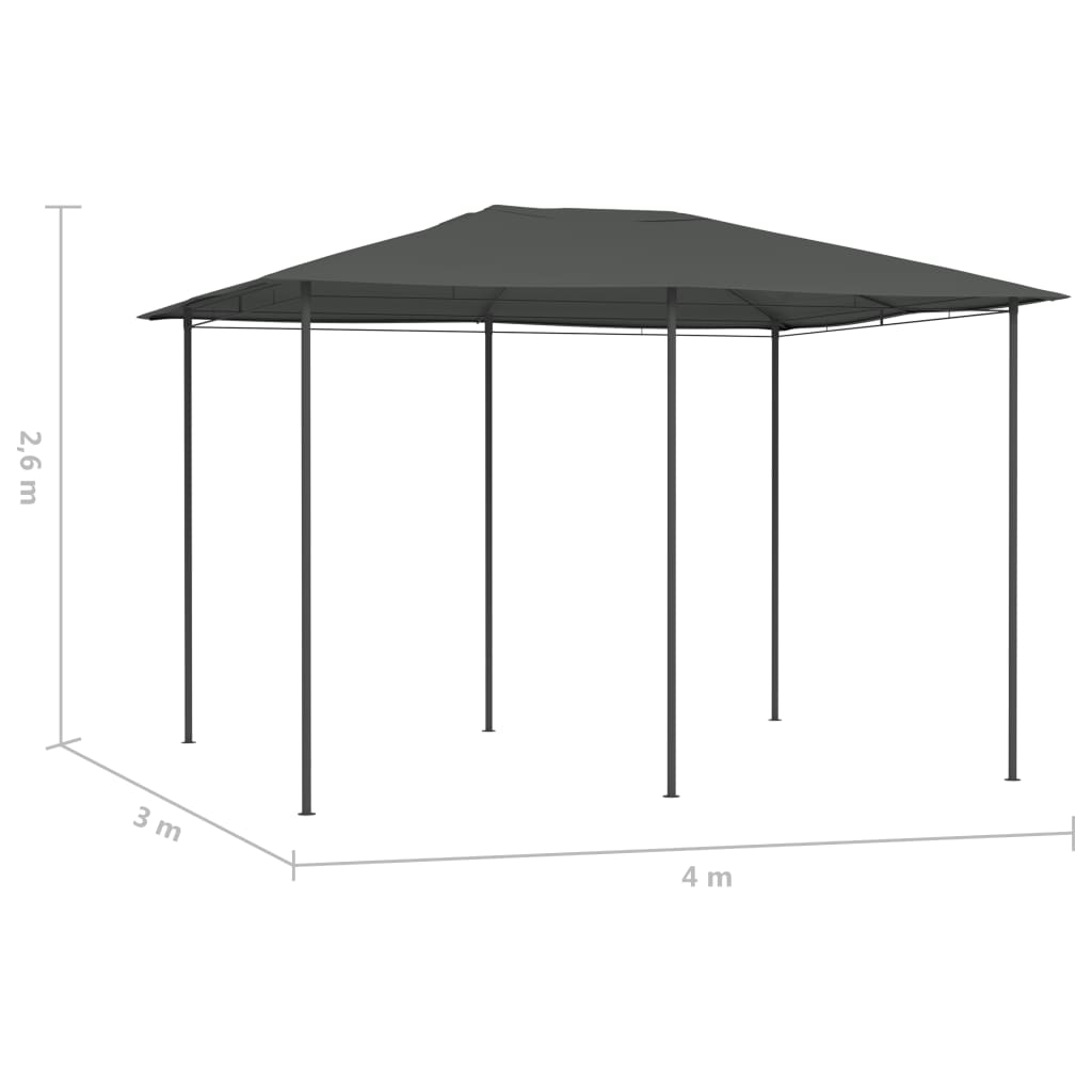 Gazebo 3x4x2,6 m Antracite 160 g/mÂ²
