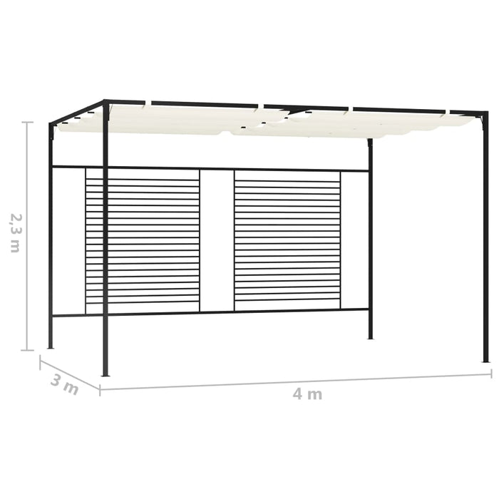 Gazebo con Tetto Retrattile 3x4x2,3 m Crema 180 g/mÂ²