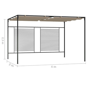 Gazebo con Tetto Retrattile 3x4x2,3 m Grigio Talpa 180 g/m²