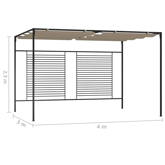 Gazebo con Tetto Retrattile 3x4x2,3 m Grigio Talpa 180 g/m²