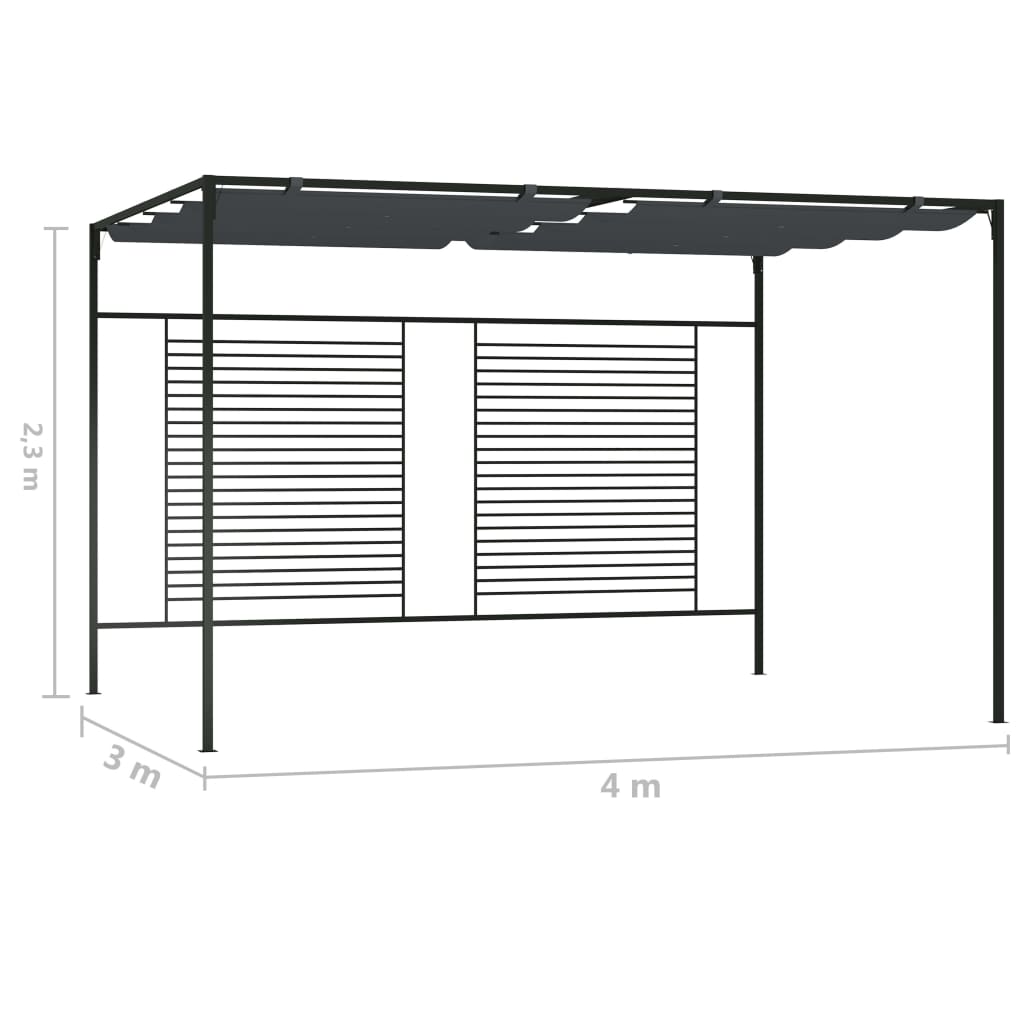 Gazebo con Tetto Retrattile 4x3x2,3 m Antracite 180 g/mÂ²
