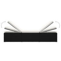 Lettini Prendisole con Tavolino 3 pz in Polyrattan Nero cod mxl 23340