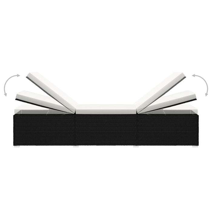 Lettini Prendisole con Tavolino 3 pz in Polyrattan Nero cod mxl 23340