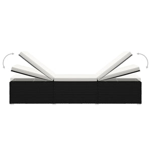 Lettini Prendisole con Tavolino 3 pz in Polyrattan Nero 3057662