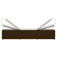 Lettini Prendisole con Tavolino 3 pz-Set di 3 Lettini per esterni in Polyrattan Marrone