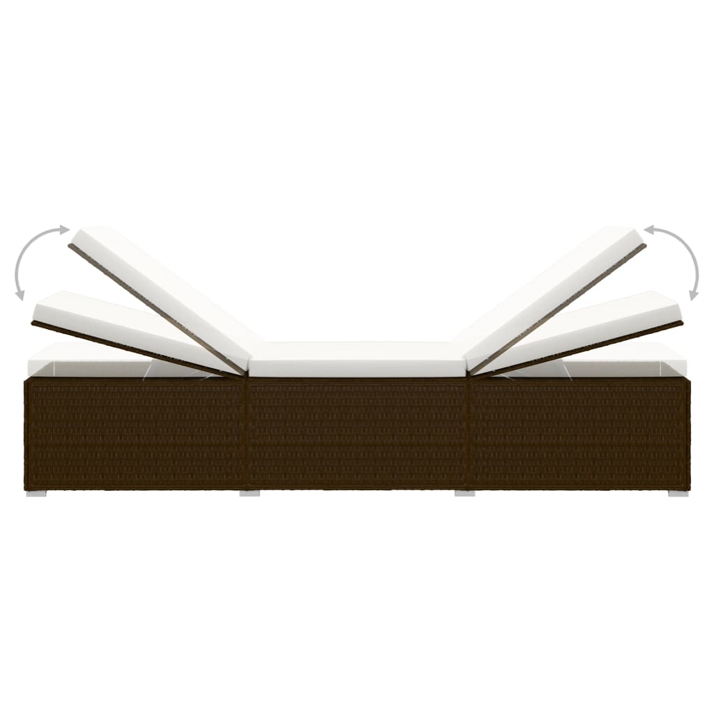 Lettini Prendisole con Tavolino 3 pz in Polyrattan Marrone 3057663