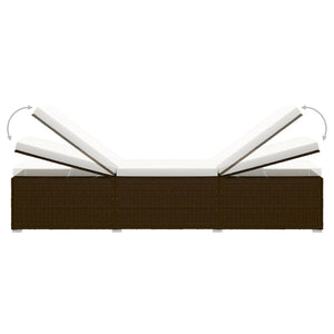 Lettini Prendisole con Tavolino 3 pz in Polyrattan Marrone 3057663