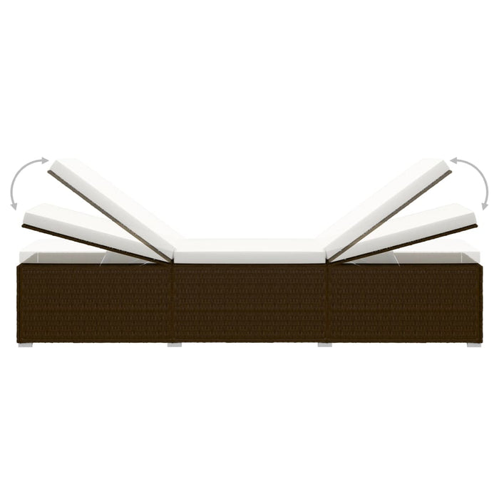 Lettini Prendisole con Tavolino 3 pz in Polyrattan Marrone 3057663