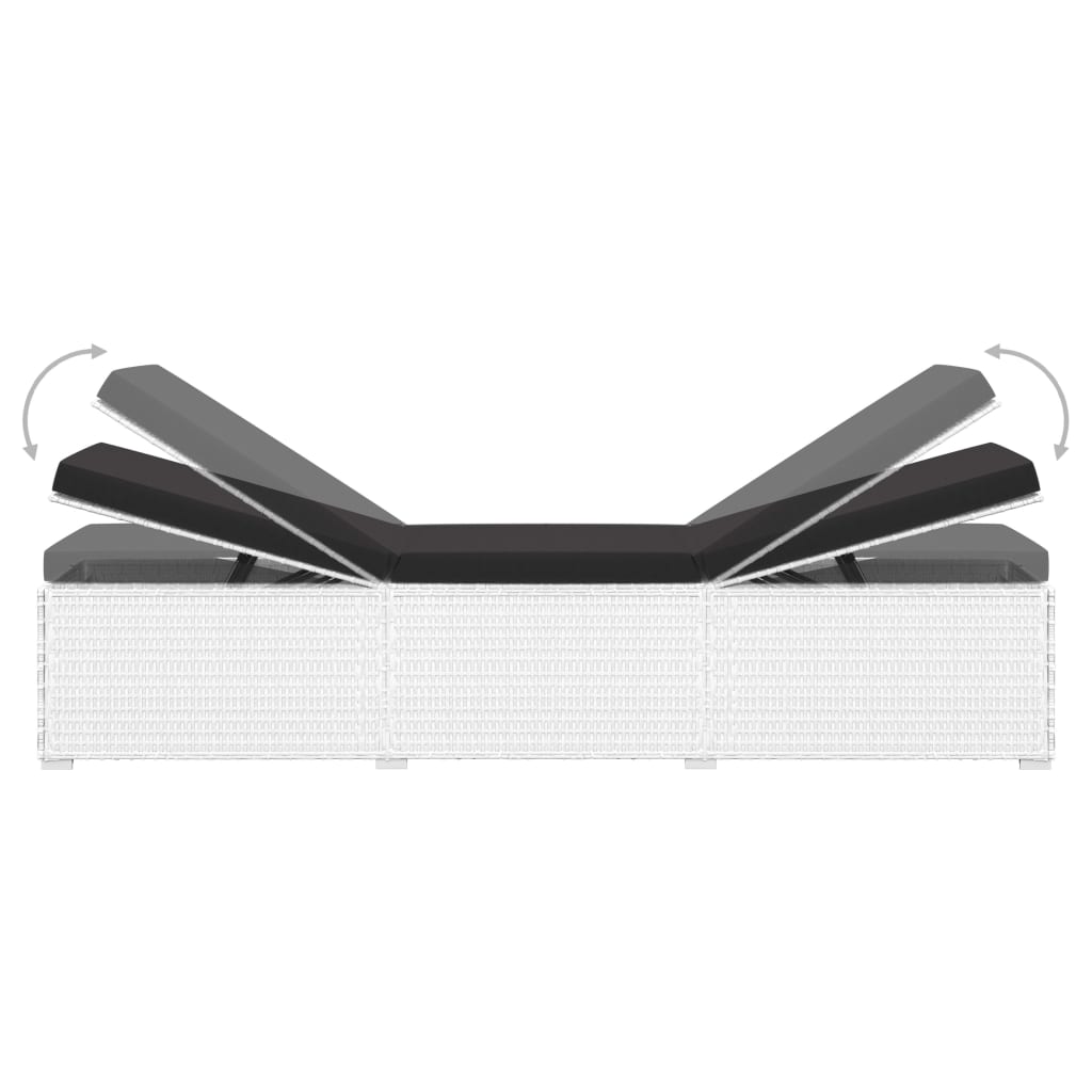 Lettini Prendisole con Tavolino 3 pz in Polyrattan Bianco 3057664