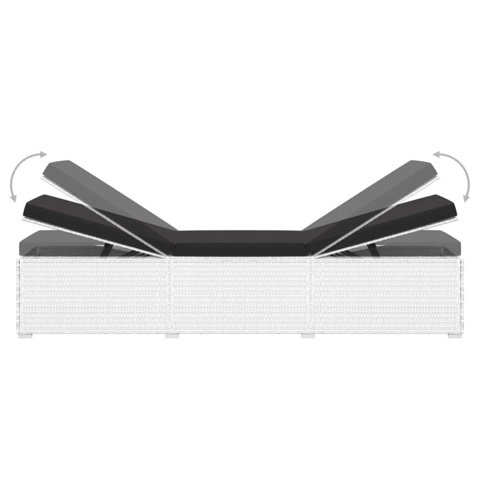 Lettini Prendisole con Tavolino 3 pz-Set di 3 Lettini per esterni in Polyrattan Bianco