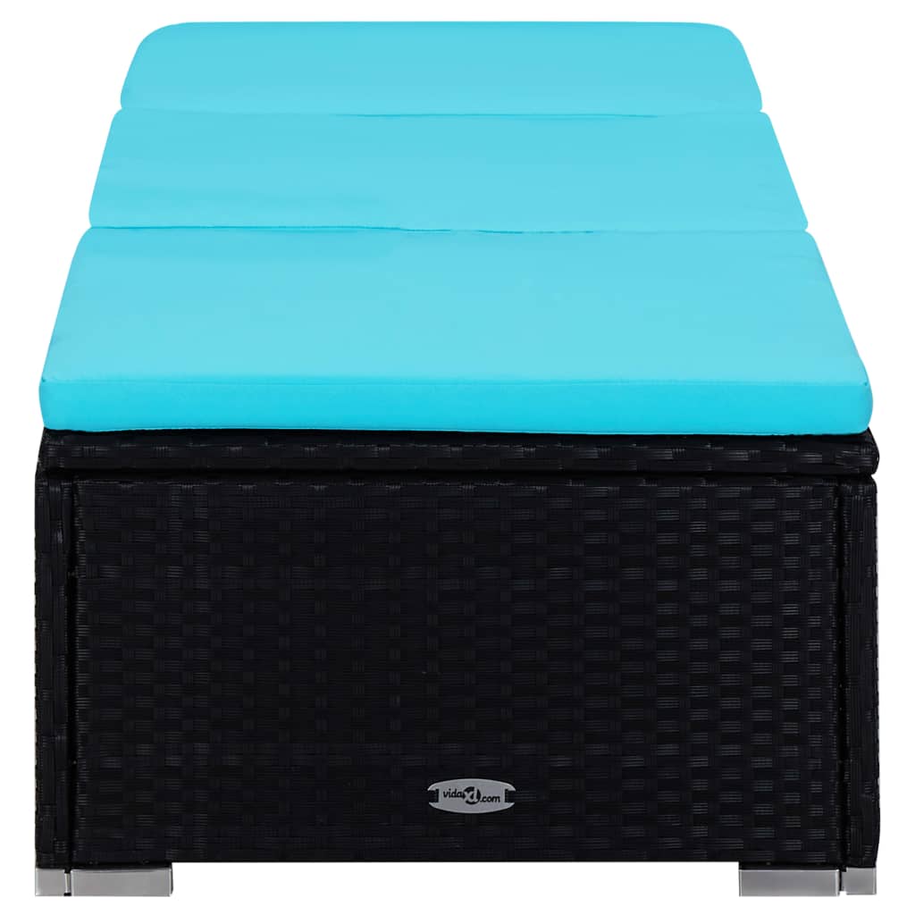 Sdraio da giardino tavolino da tè 3 pezzi resina nera intrecciata 02_0011924