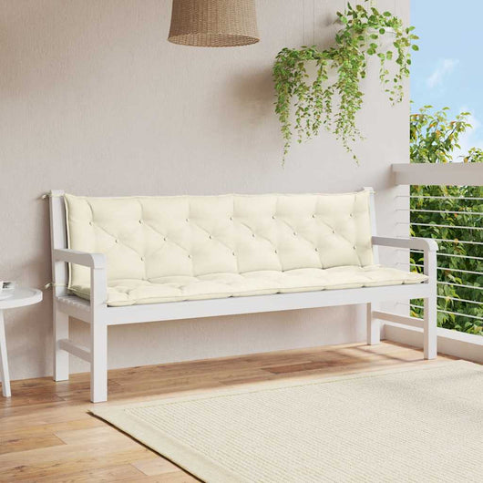 Cuscini Panca Giardino 2pz Bianco Crema 200x50x7 Tessuto Oxford