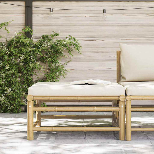 Poggiapiedi da Giardino con Cuscino Bianco Crema in BambÃ¹ cod mxl 70668