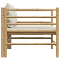 Divano da Giardino con Cuscini Bianco Crema in Bambù 313148