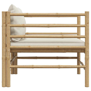 Divano da Giardino con Cuscini Bianco Crema in Bambù 313148