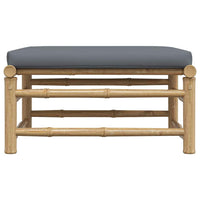 Poggiapiedi da Giardino con Cuscini Grigio Scuro in Bambù 313155