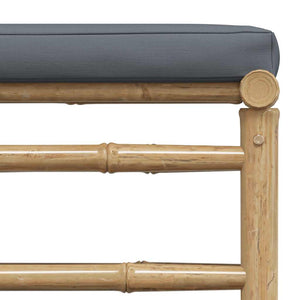 Poggiapiedi da Giardino con Cuscini Grigio Scuro in Bambù 313155