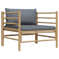 Divano da Giardino con Cuscini Grigio Scuro in Bambù 313156