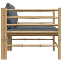 Divano da Giardino con Cuscini Grigio Scuro in Bambù 313156