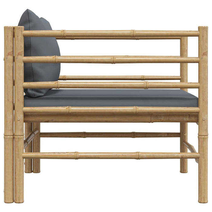 Divano da Giardino con Cuscini Grigio Scuro in Bambù 313156