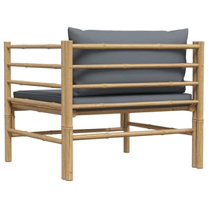 Divano da Giardino con Cuscini Grigio Scuro in Bambù 313156