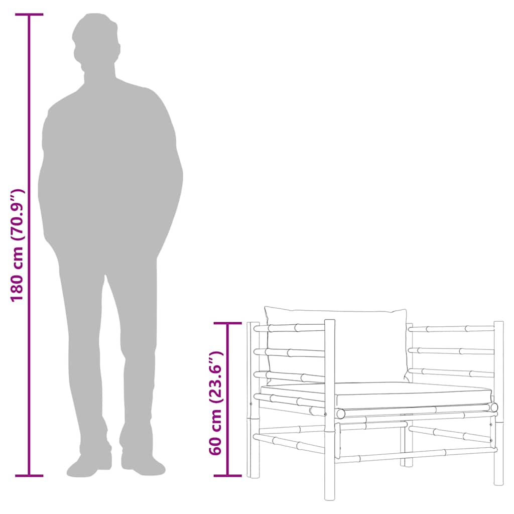 Divano da Giardino con Cuscini Grigio Scuro in Bambù 313156