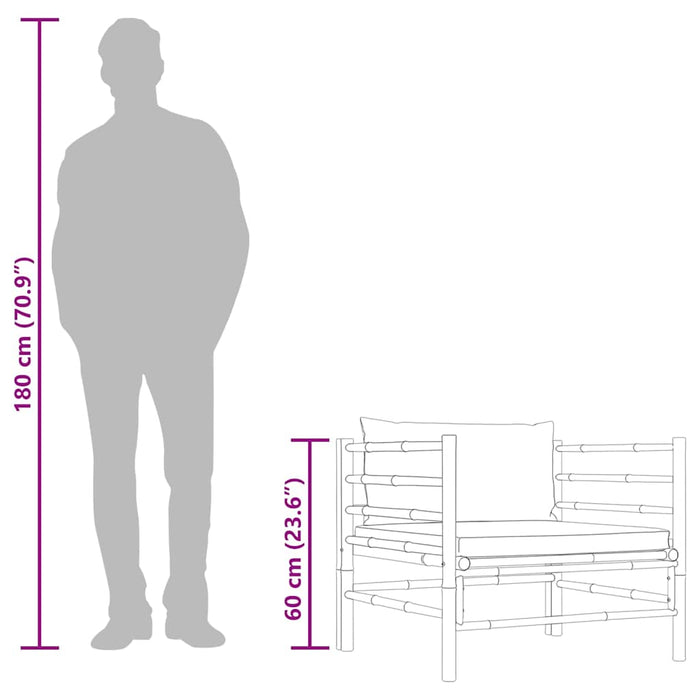 Divano da Giardino con Cuscini Grigio Scuro in Bambù 313156
