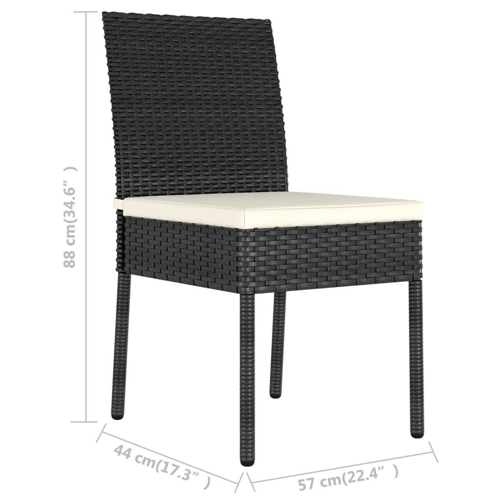 Sedie da Pranzo per Giardino 2 pz in Polyrattan Nero cod mxl 23755