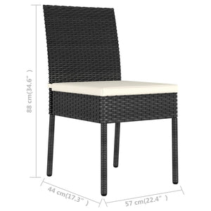 Sedie da Pranzo per Giardino 2 pz in Polyrattan Nero cod mxl 23755