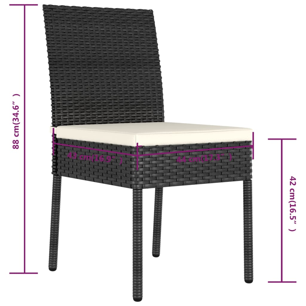 Sedie da Pranzo per Giardino 4 pz in Polyrattan Nero 315107