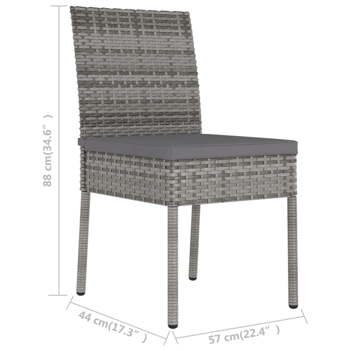 Sedie da Pranzo per Giardino 2 pz in Polyrattan Grigio 315108