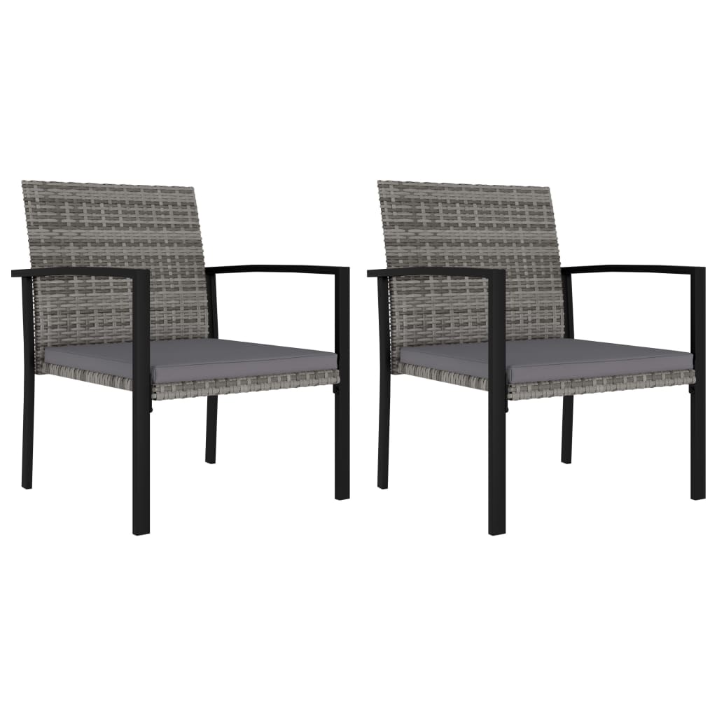 Sedie da Pranzo per Giardino 2 pz in Polyrattan Grigio cod mxl 23194