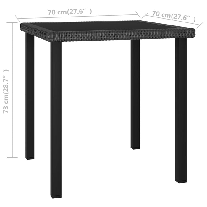 Tavolo da Pranzo da Giardino Nero 70x70x73 cm in Polyrattan 315114
