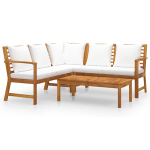 Set Divani da Giardino 4 pz con Cuscini Crema in Legno Acacia 3057769