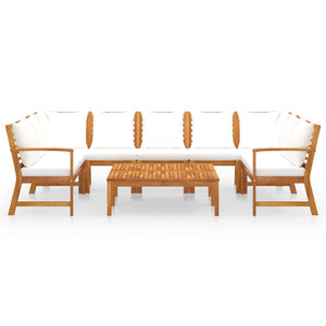 Set Divani da Giardino 9 pz con Cuscini Crema in Legno Acacia cod mxl 39774