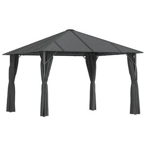 Gazebo con Tende Laterali e Tetto 3x3 m Antracite 315248