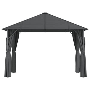 Gazebo con Tende Laterali e Tetto 3x3 m Antracite 315248