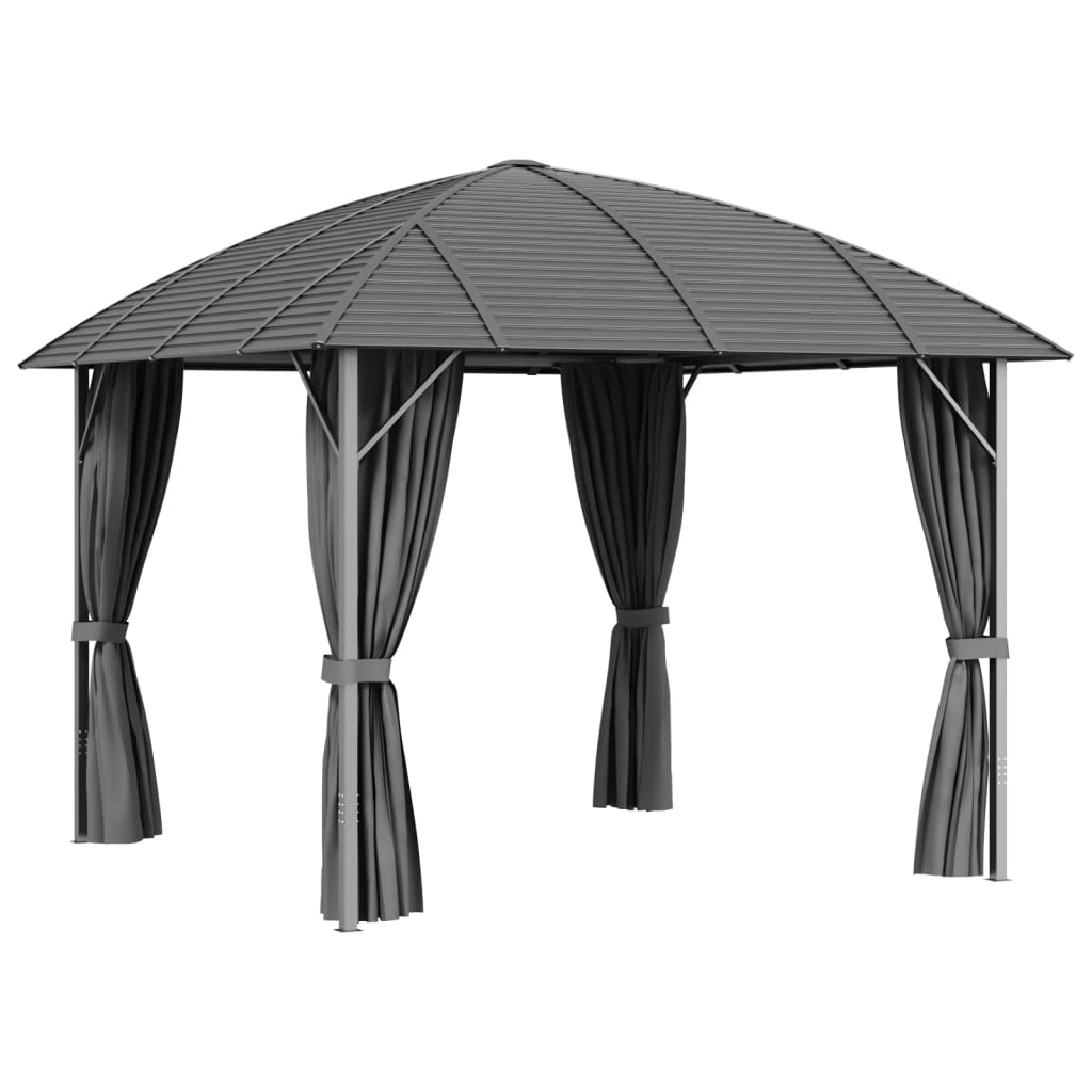 Gazebo con Tende Laterali e Tetto ad Arco 3x3 m Antracite 315256