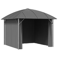 Gazebo con Tende Laterali e Tetto ad Arco 3x3 m Antracite 315256