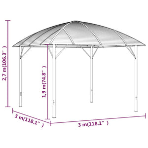 Gazebo con Tende Laterali e Tetto ad Arco 3x3 m Antracite 315256
