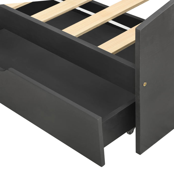 Giroletto con 2 Cassetti senza Materasso Grigio 90x200 cm 322158