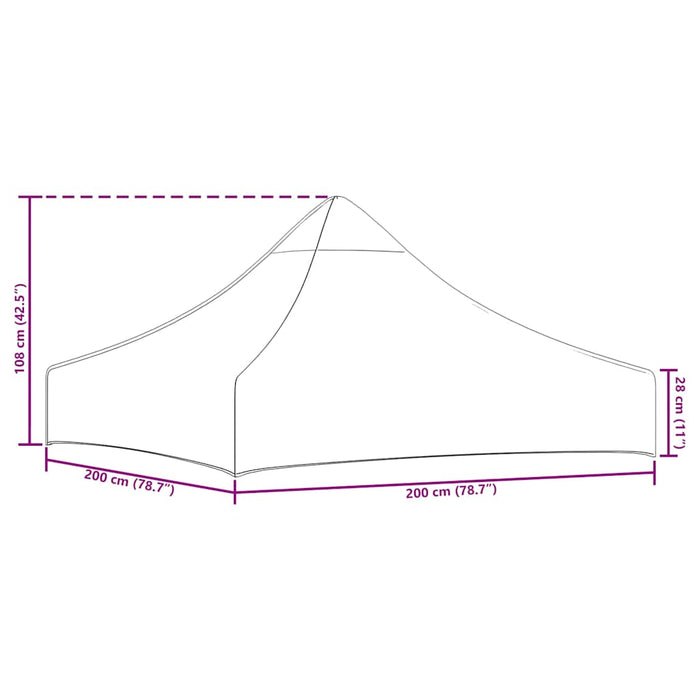 Tetto per Tendone per Feste 2x2 m Grigio Talpa 270 g/m² 315343