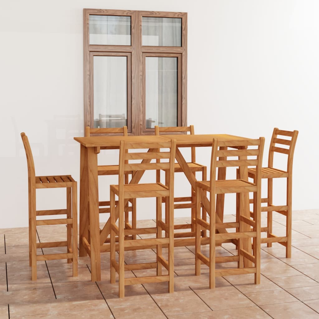 Set da Bar da Giardino 7 pz in Legno Massello di Acacia cod mxl 40792