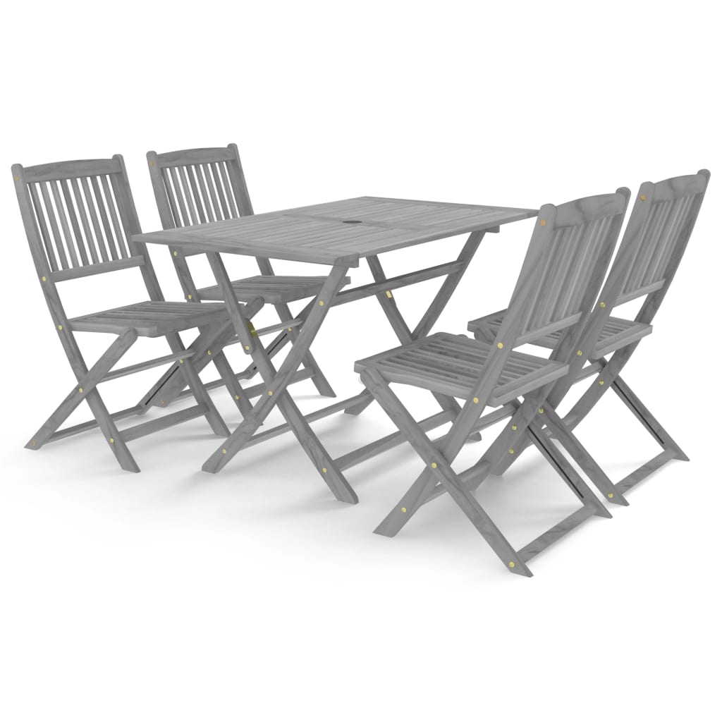 Set da Pranzo per Giardino 5 pz Legno Massello di Acacia Grigio cod mxl 35419