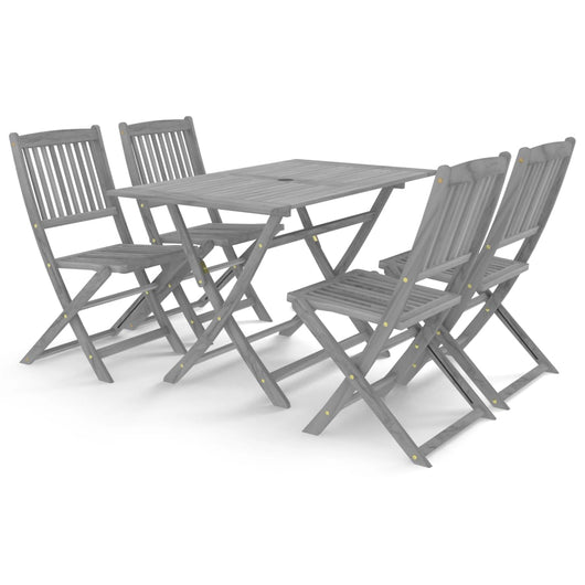 Set da Pranzo per Giardino 5 pz Legno Massello di Acacia Grigio 3057870