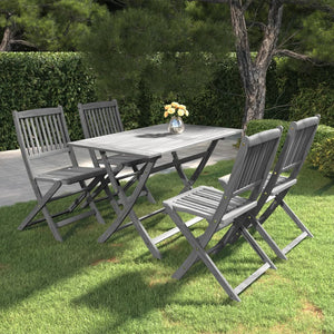 Set da Pranzo per Giardino 5 pz Legno Massello di Acacia Grigio cod mxl 35419