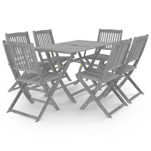 Set da Pranzo per Giardino 7 pz Legno Massello di Acacia Grigio cod mxl 35420